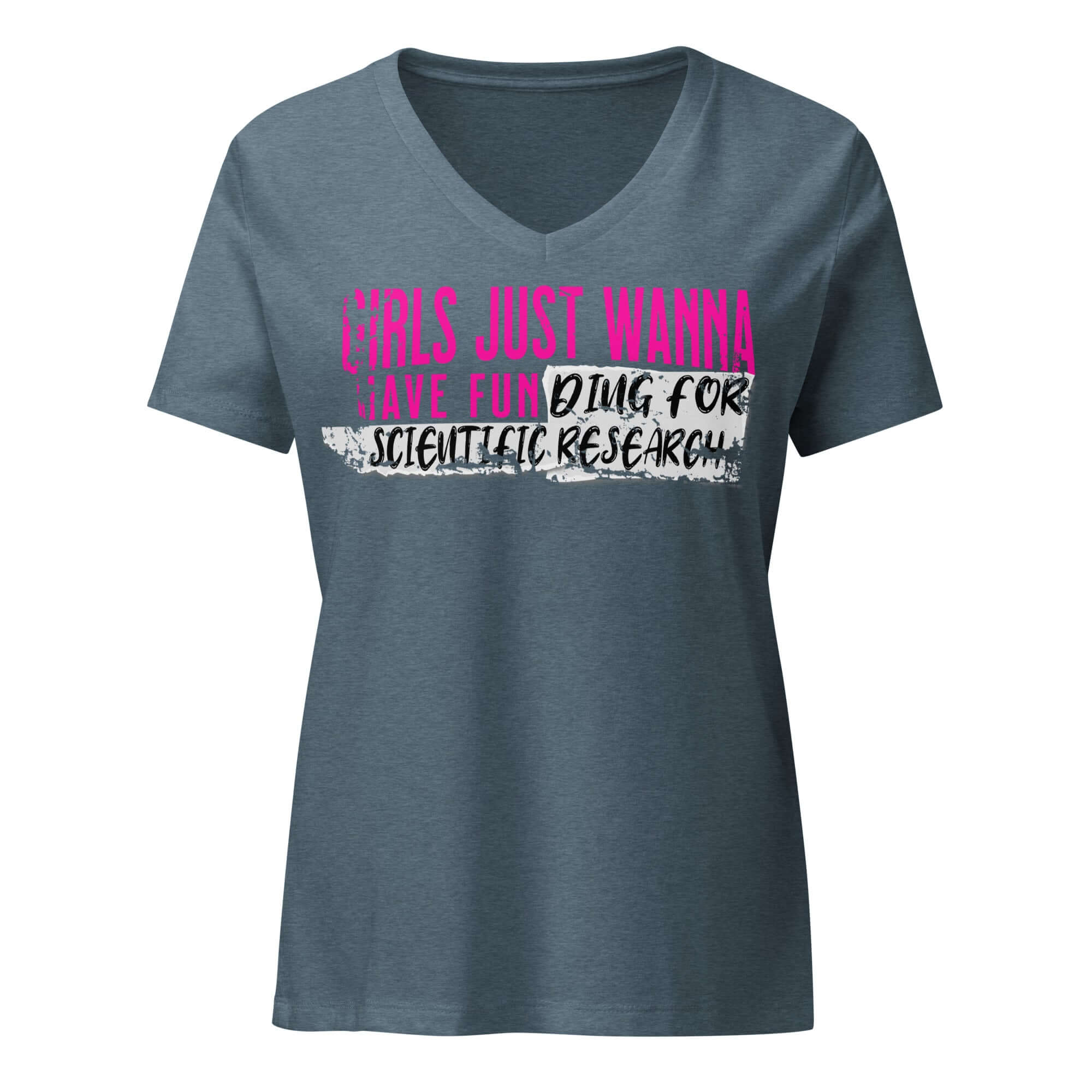 Girls Just Wanna Do Science T-Shirt with pink and black text design, expressing fun and rebellion in scientific research.