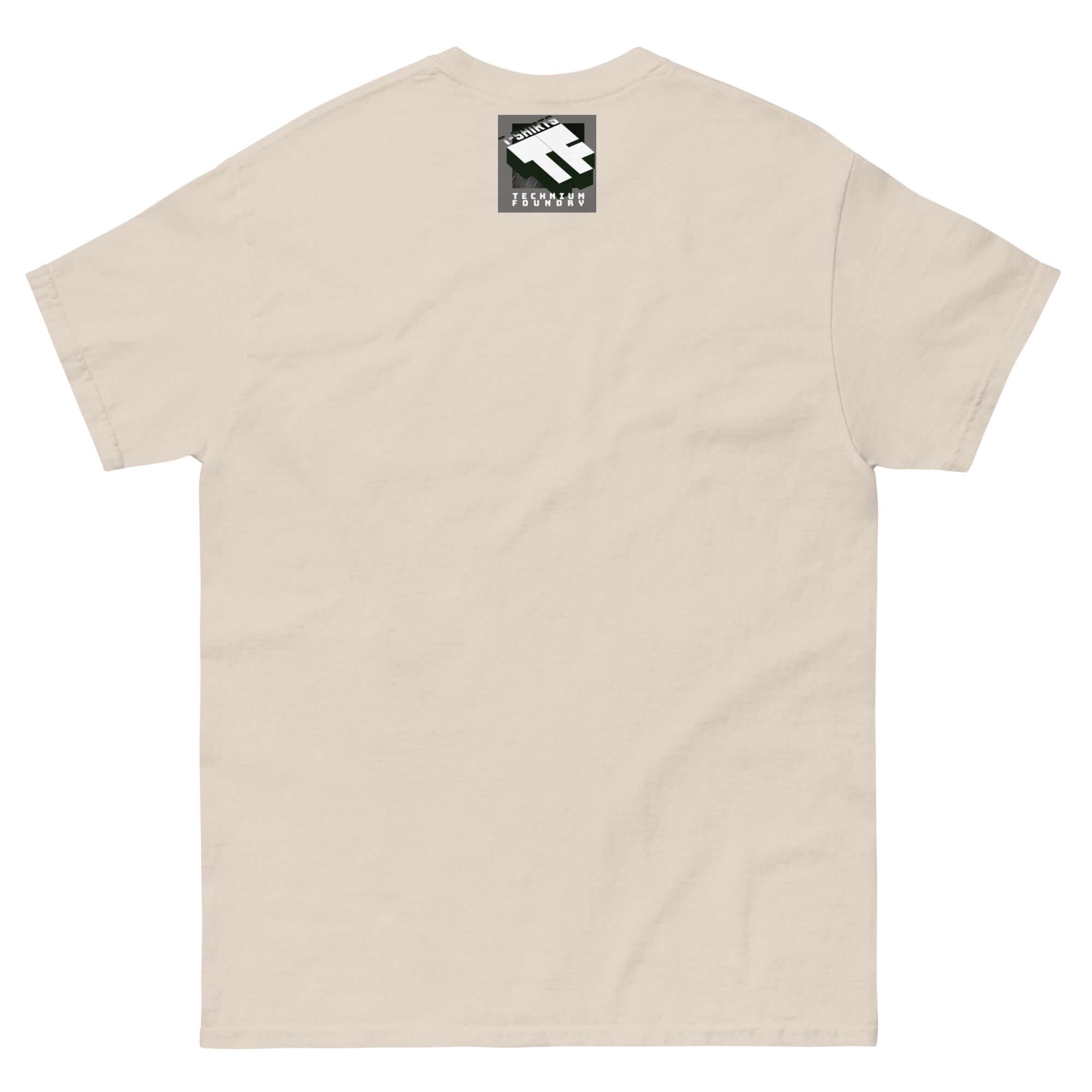 Back view of beige "I'll Be There When You Fall - The Floor" quote t-shirt by Ironic Apparel, humorous support-themed design.