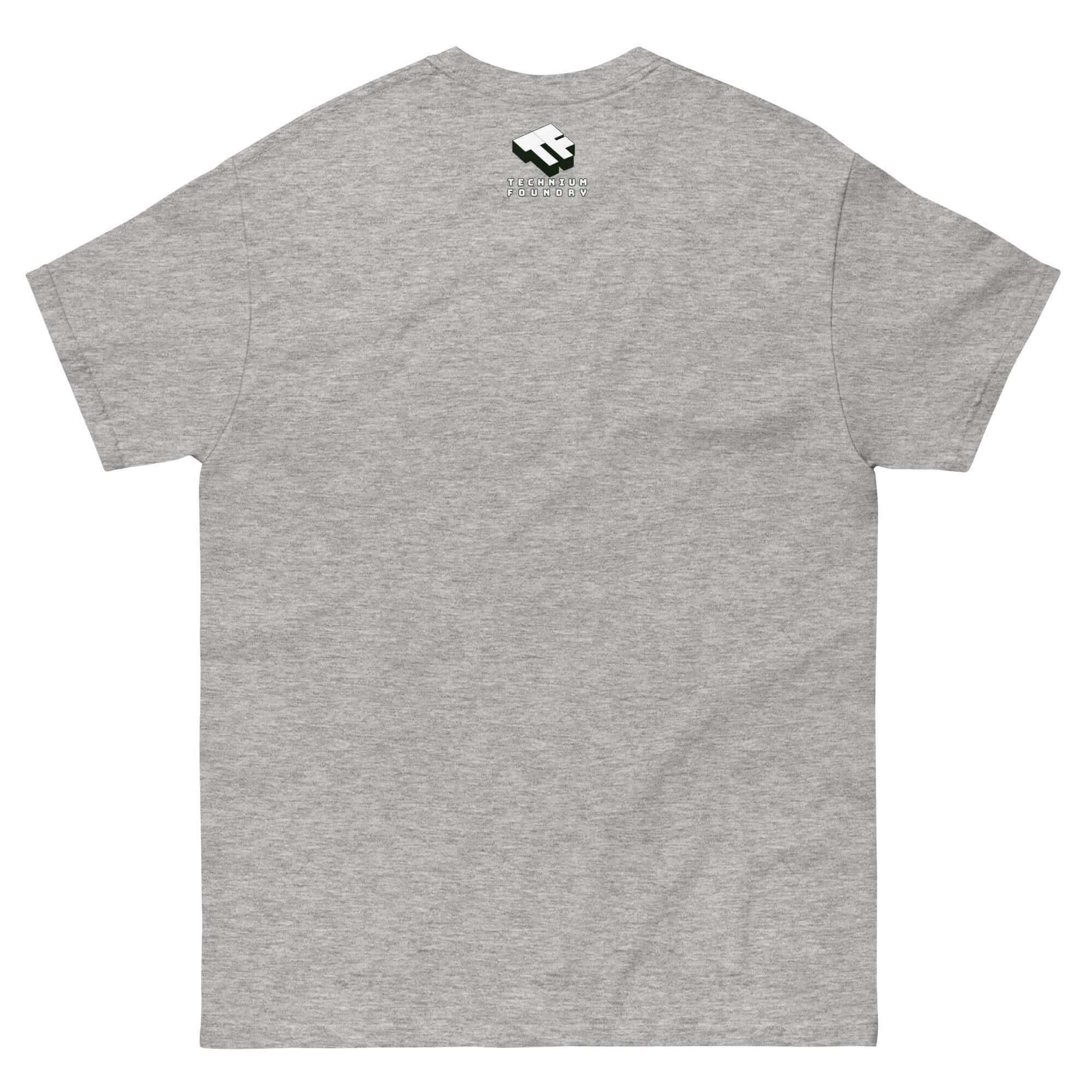 May The F=MA Be With You grey t-shirt, back view, featuring physics equation parody design.