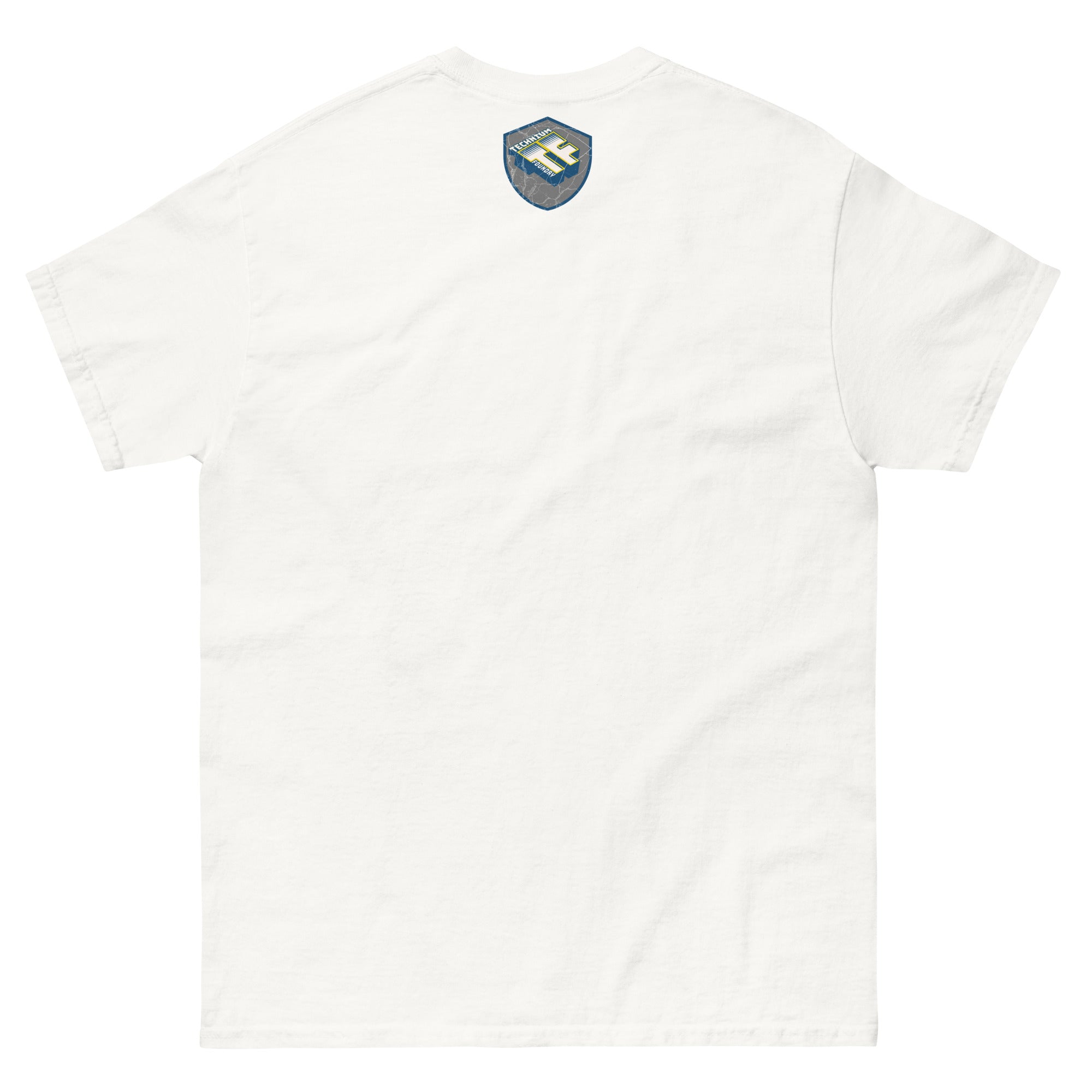 White "Only Bad Chemistry Puns Argon" t-shirt with periodic table humor design on the back.