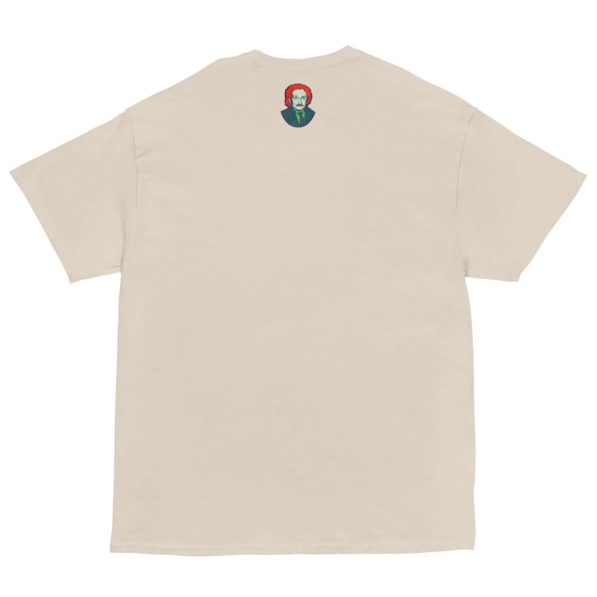 Back of beige Sodium Chemistree Joke T-Shirt featuring chemistry-themed graphic design, perfect for science enthusiasts and chemistry nerds.