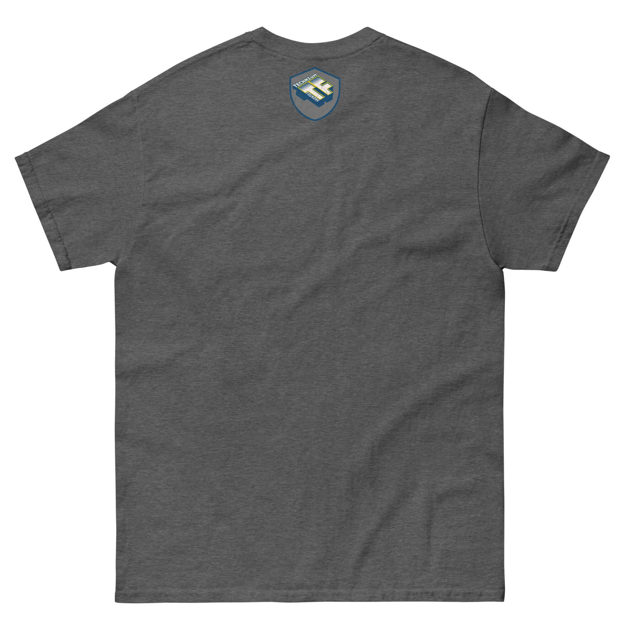 Back view of Cleverly Hills E=mc² T-Shirt featuring Beverly Hills-inspired shield design, perfect for science and parody lovers.