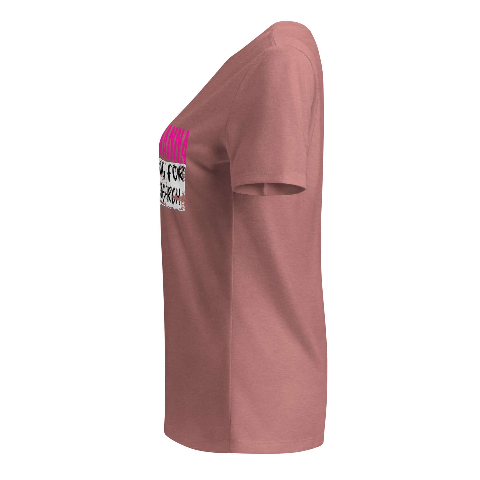 Side view of Girls Just Wanna Do Science T-Shirt with pink and black text design, celebrating science and rebellion through fashion. 
