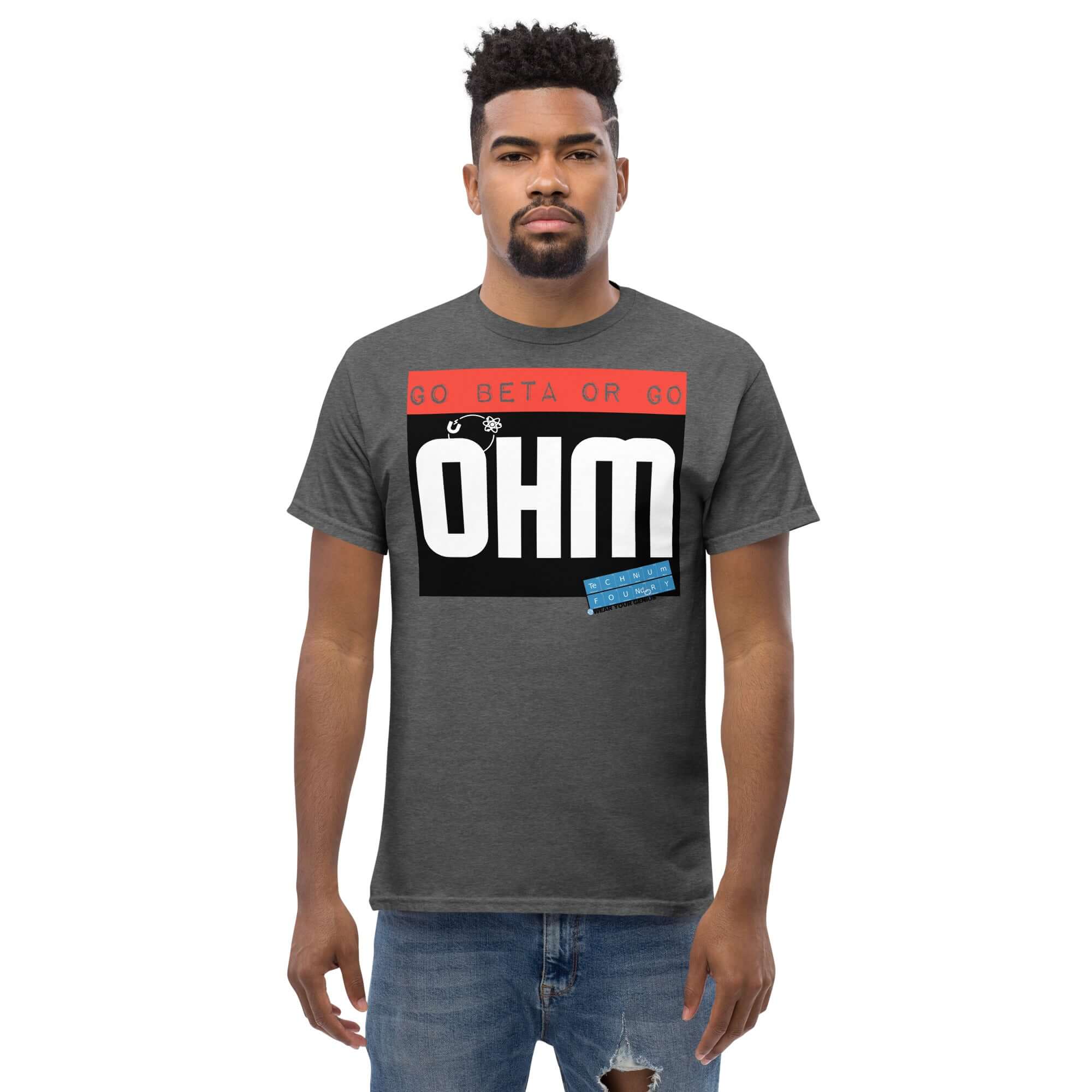 Go Beta or Go Ohm T-Shirt | Physics Pun | Scientific Motivation Color: Red T-Shirt Size: S Apparel & Accessories Technium Foundry