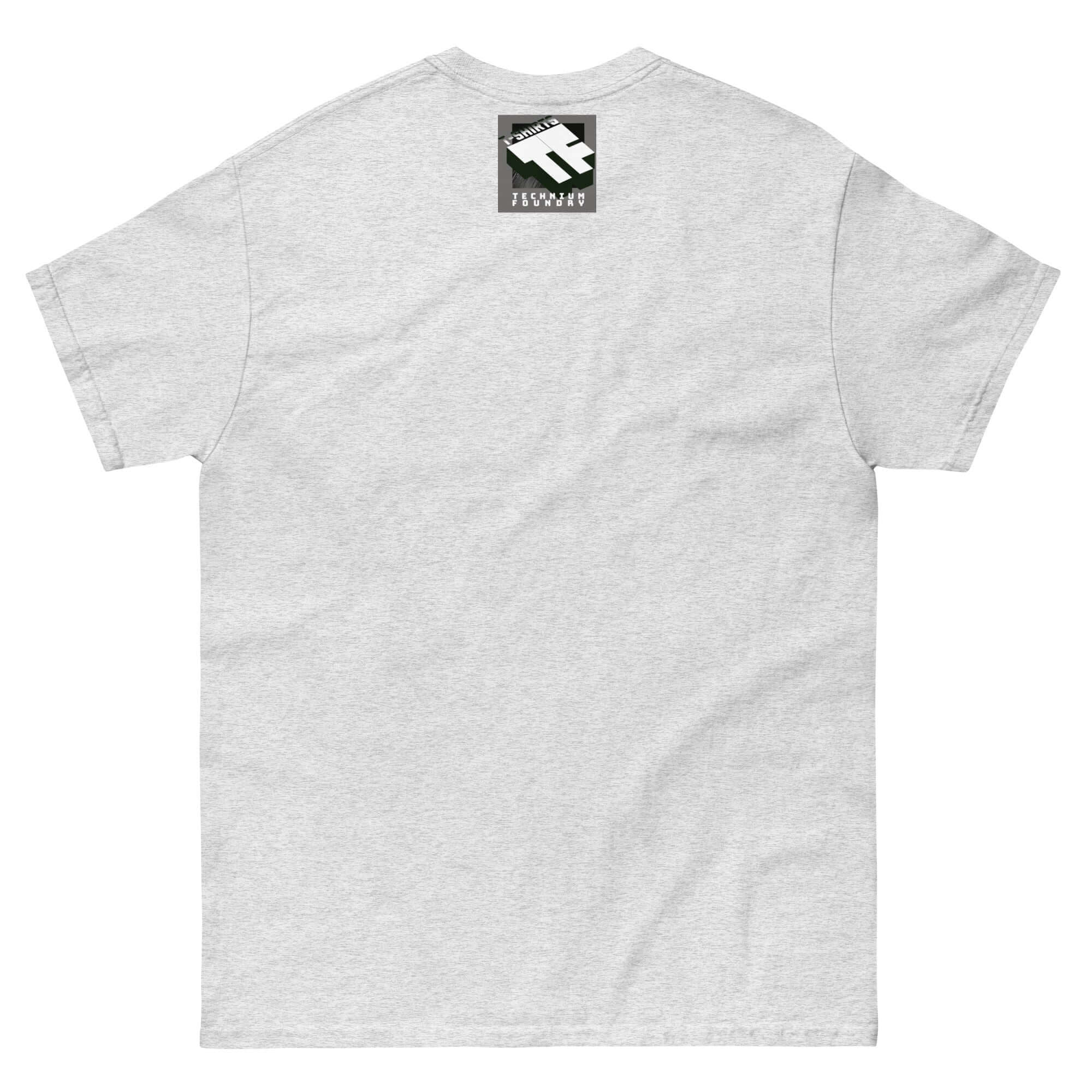 Back view of "I'll Be There When You Fall" ironic floor quote t-shirt in light gray, featuring humorous design and text.