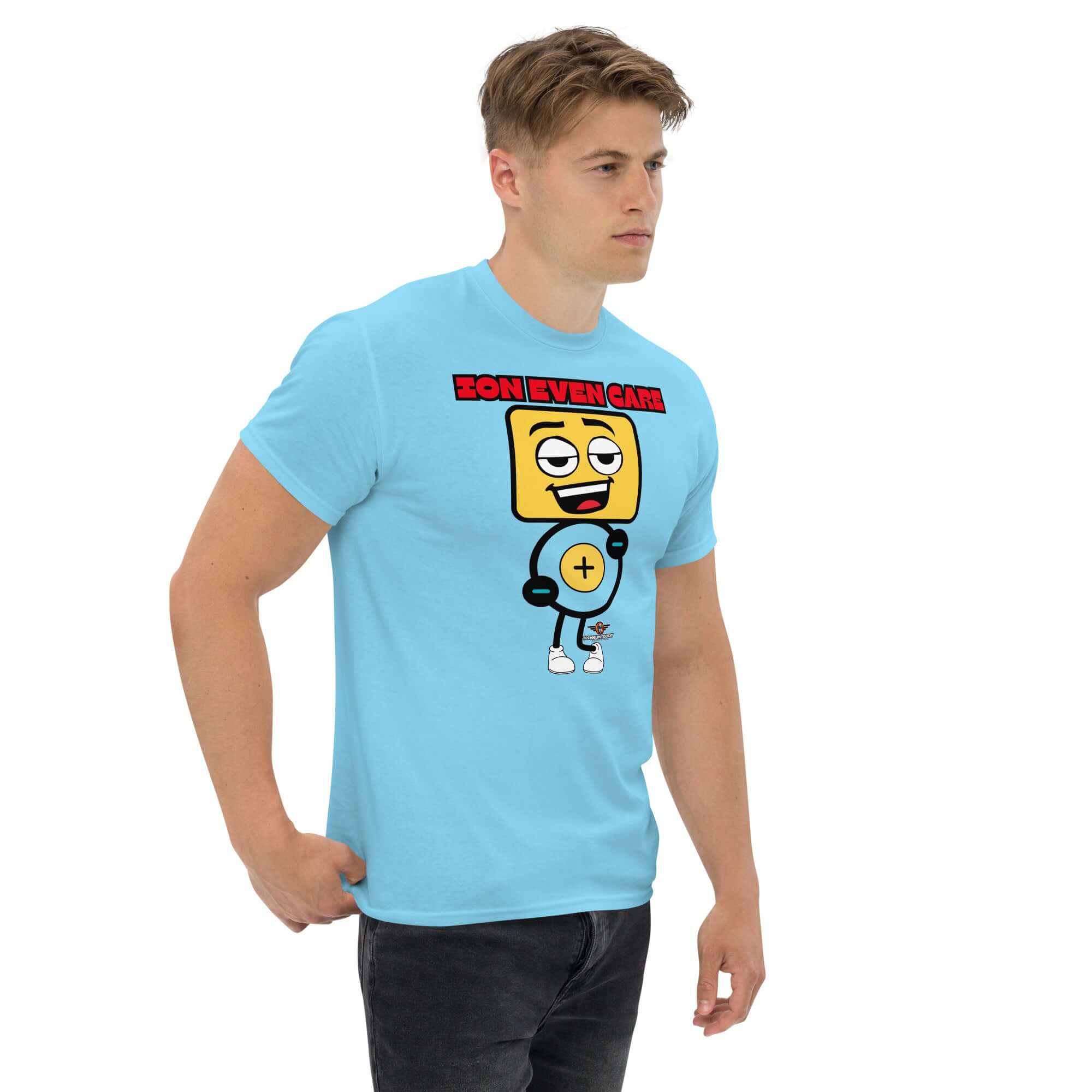 Ion Even Care t-shirt with a sassy atomic character design, perfect for chemistry lovers seeking a positive charge in style.