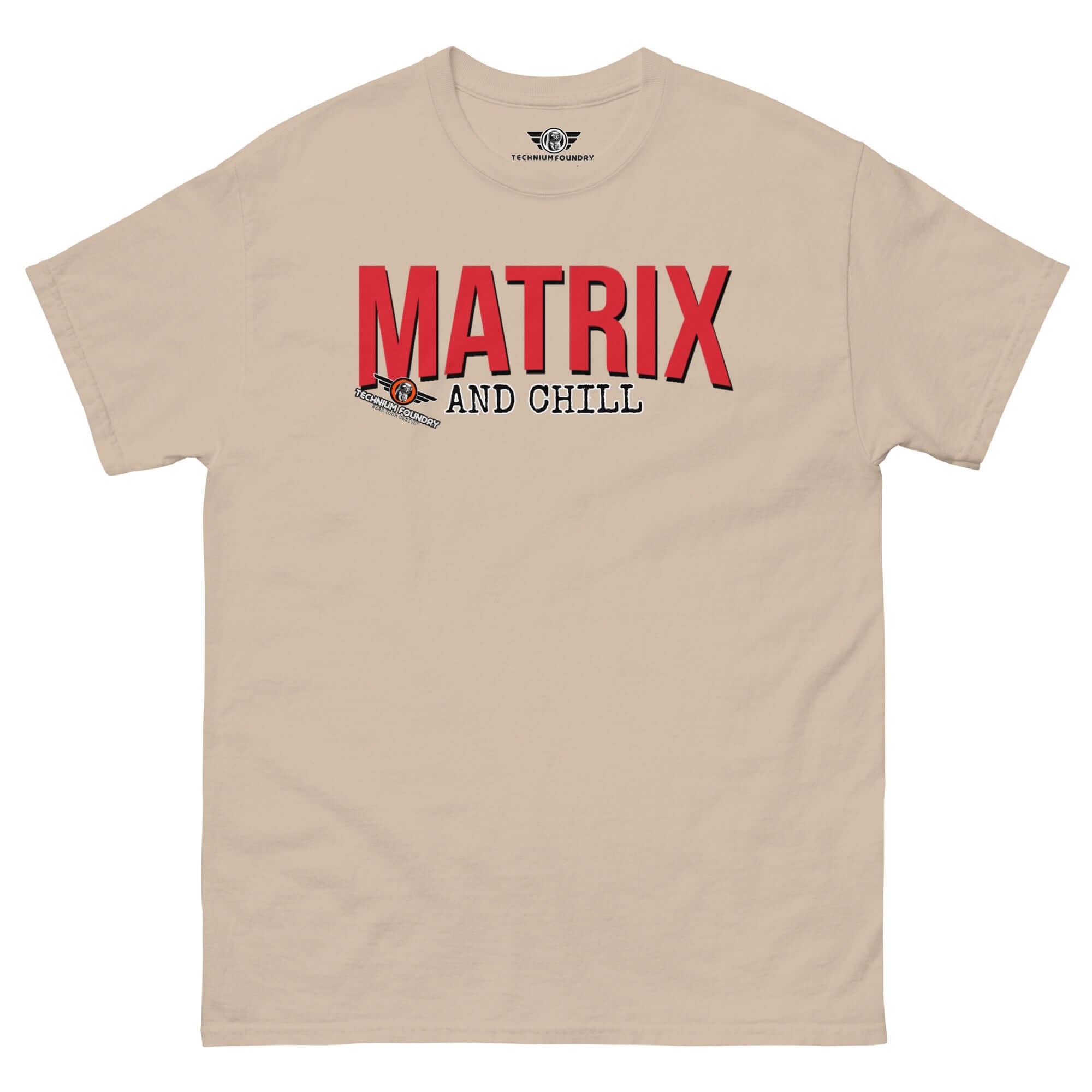 Matrix and Chill Mathematics Parody T-Shirt in bold red font, perfect for algebra enthusiasts seeking humor in linear algebra concepts.