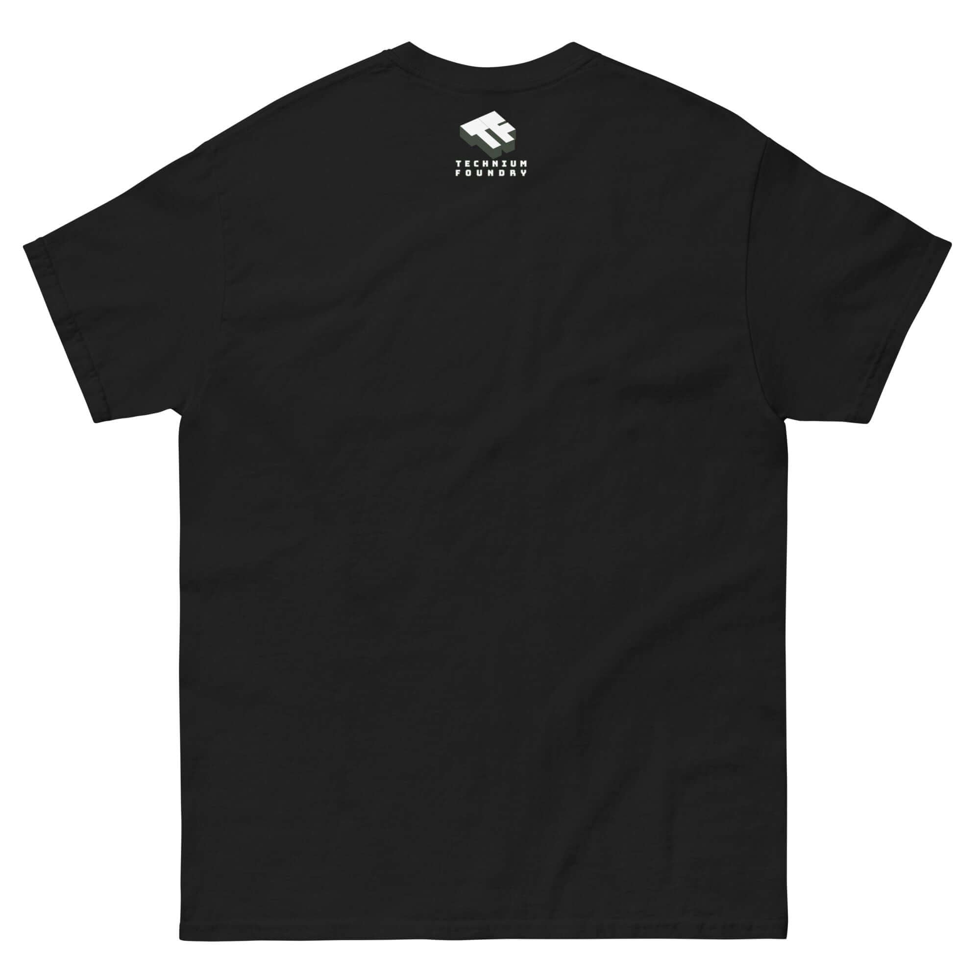 Back view of the black "May The F=MA Be With You" t-shirt featuring Newton's Second Law parody design in a sci-fi style.
