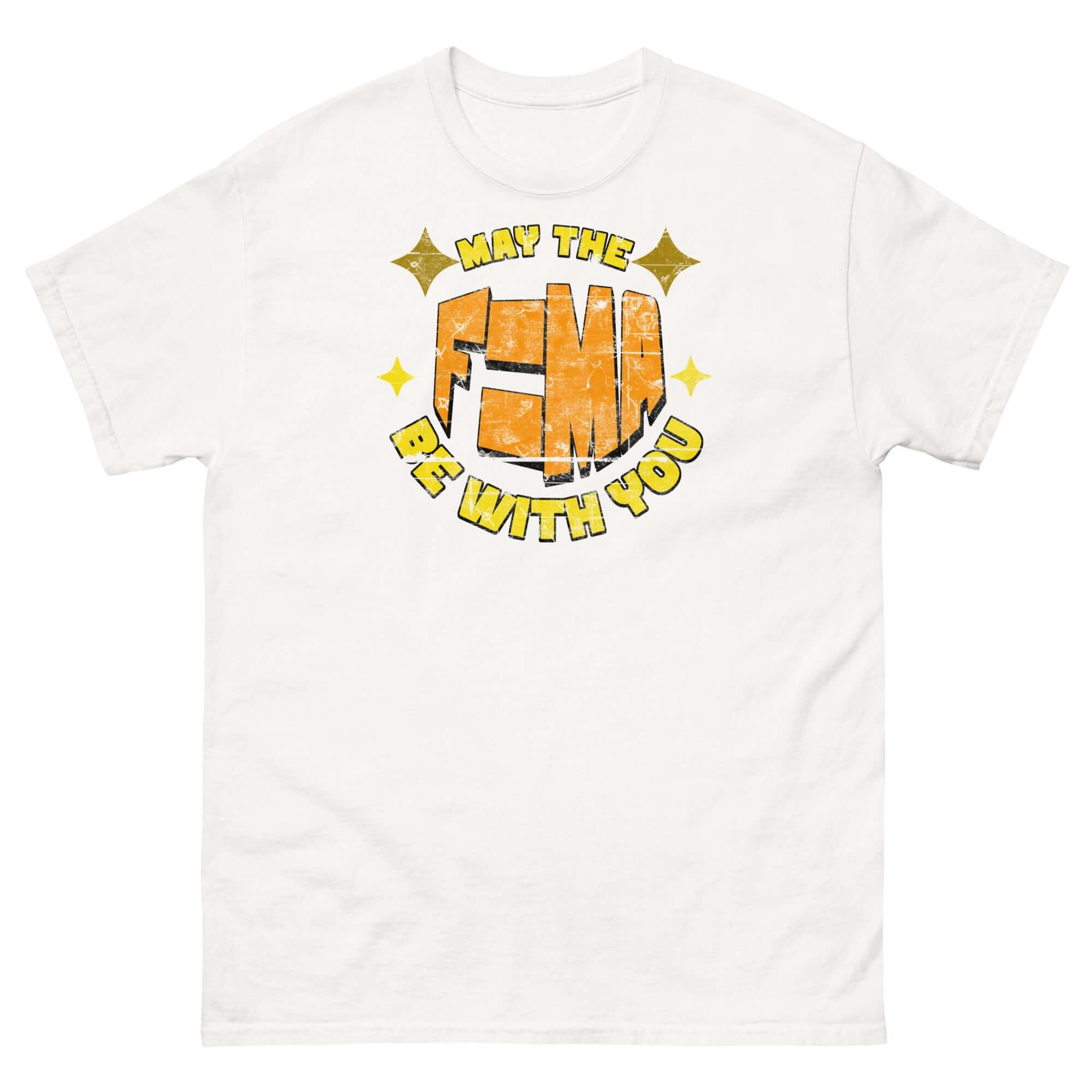 May The F=MA Be With You T-Shirt featuring a physics parody with Newton's Second Law of Motion design.
