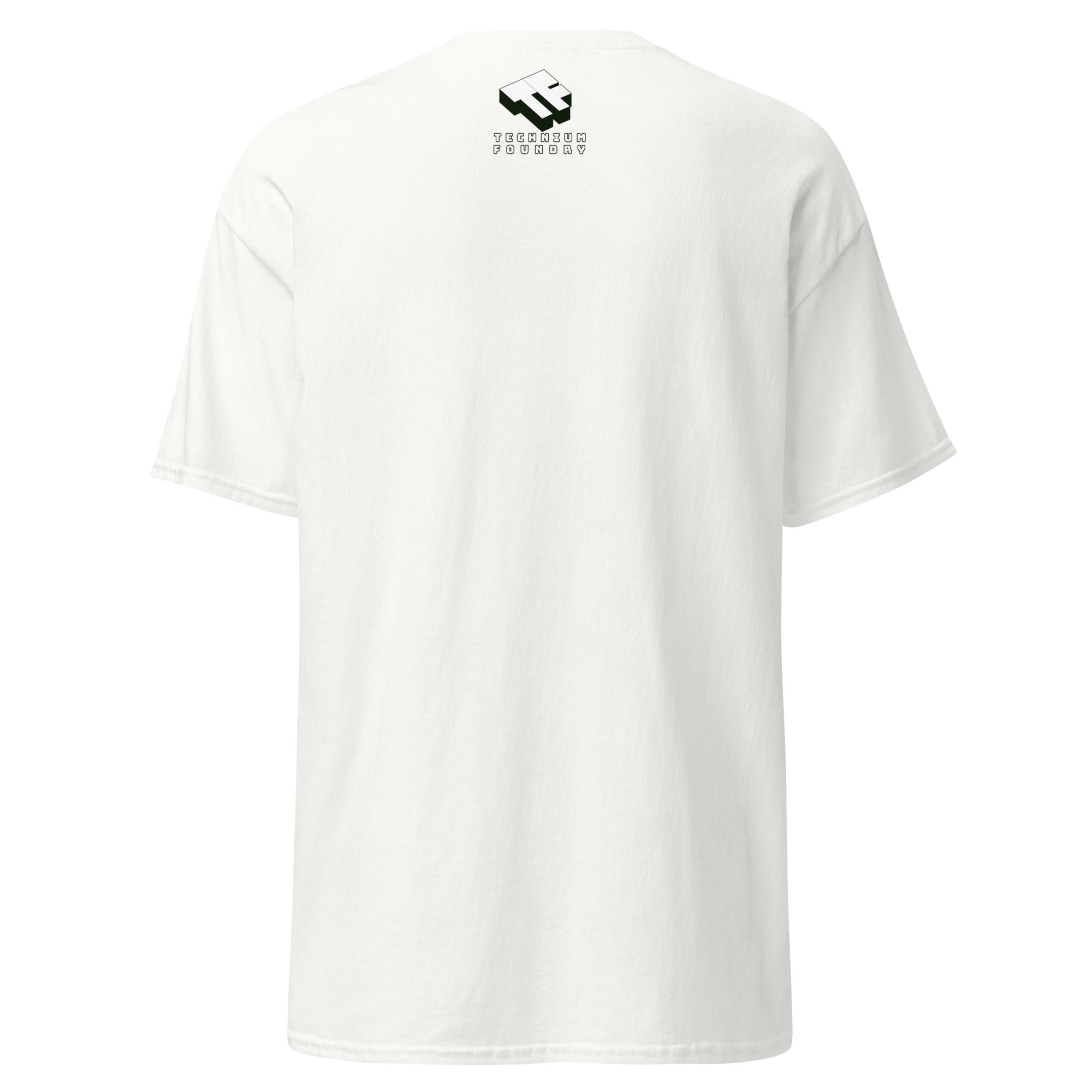 Back view of white 'In Otter Space' T-shirt featuring a small logo on the upper back.