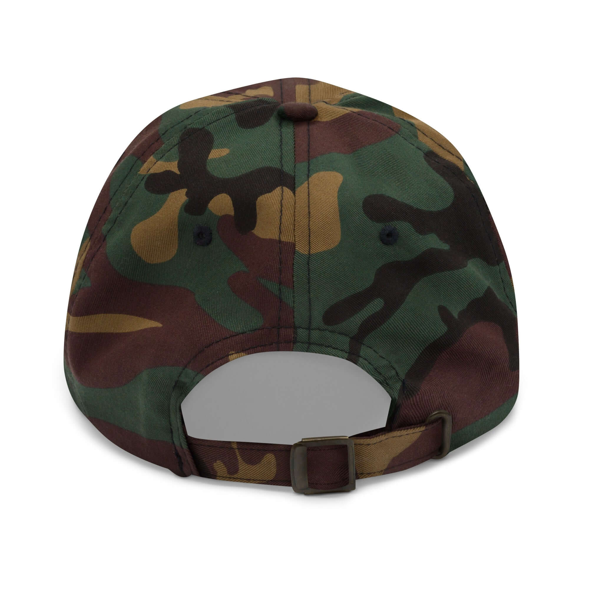 Back view of Slyentist Baseball Cap in camouflage design with adjustable strap; ideal for scientific professionals and casual wear.