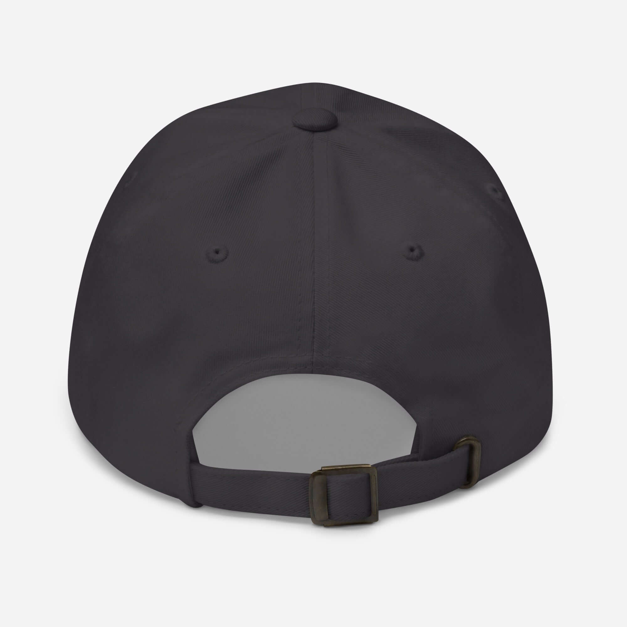 Back view of Slyentist baseball cap showcasing adjustable strap for a customized fit.