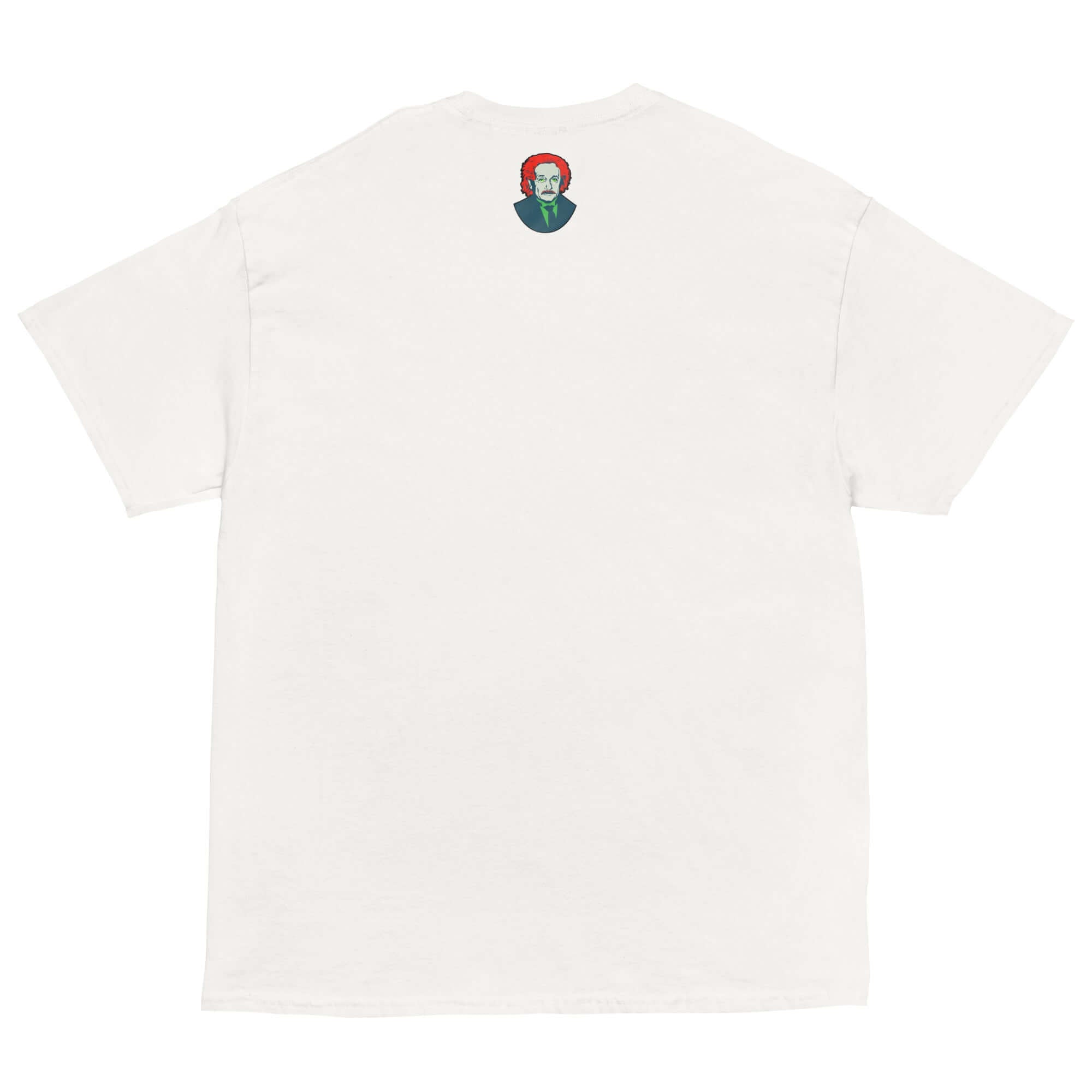 Back view of white Sodium Chemistree Joke T-Shirt featuring a small periodic table pun design near the collar.