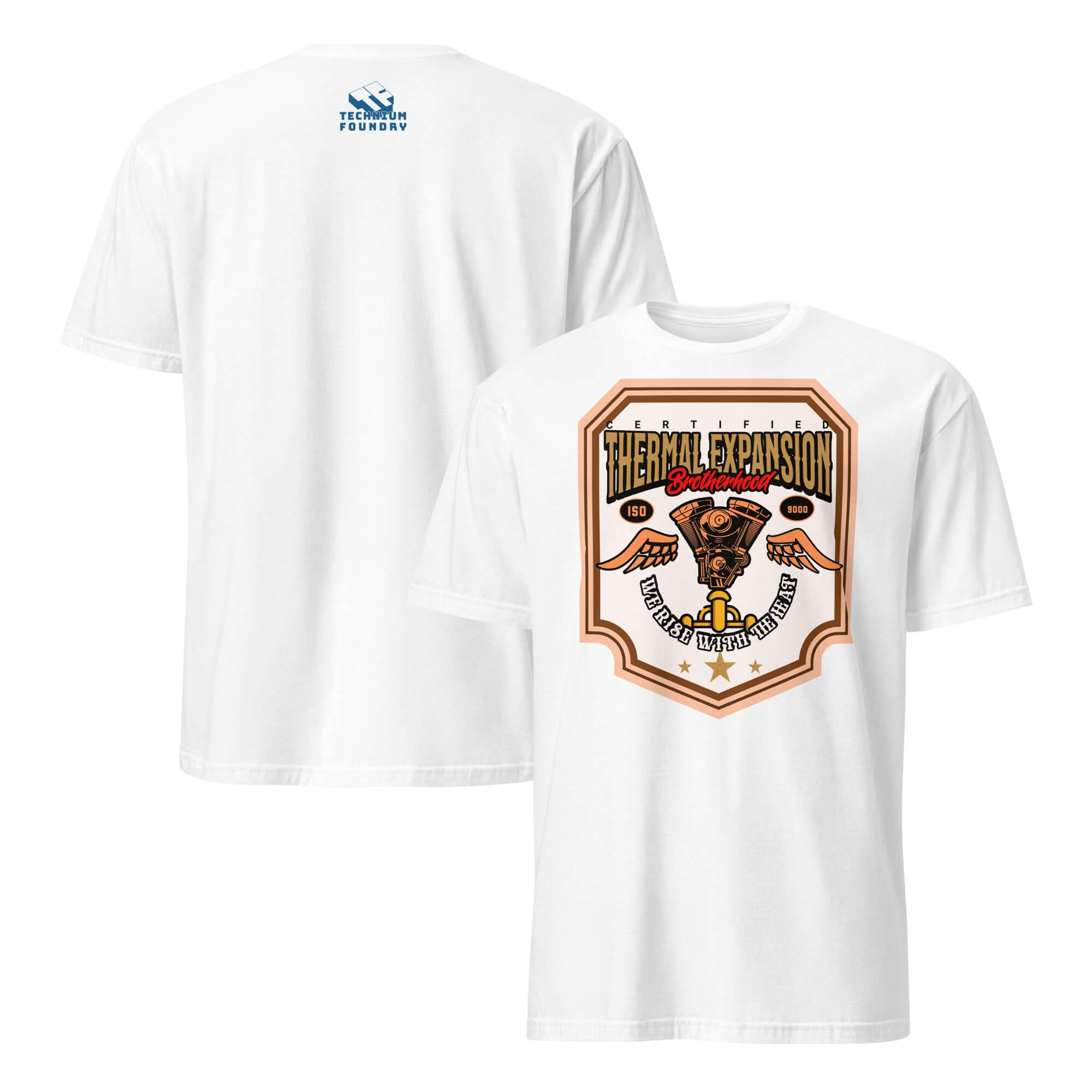 Thermal Expansion Brotherhood T-Shirt with V-twin Engine Design | Scientific Motorcycle Apparel