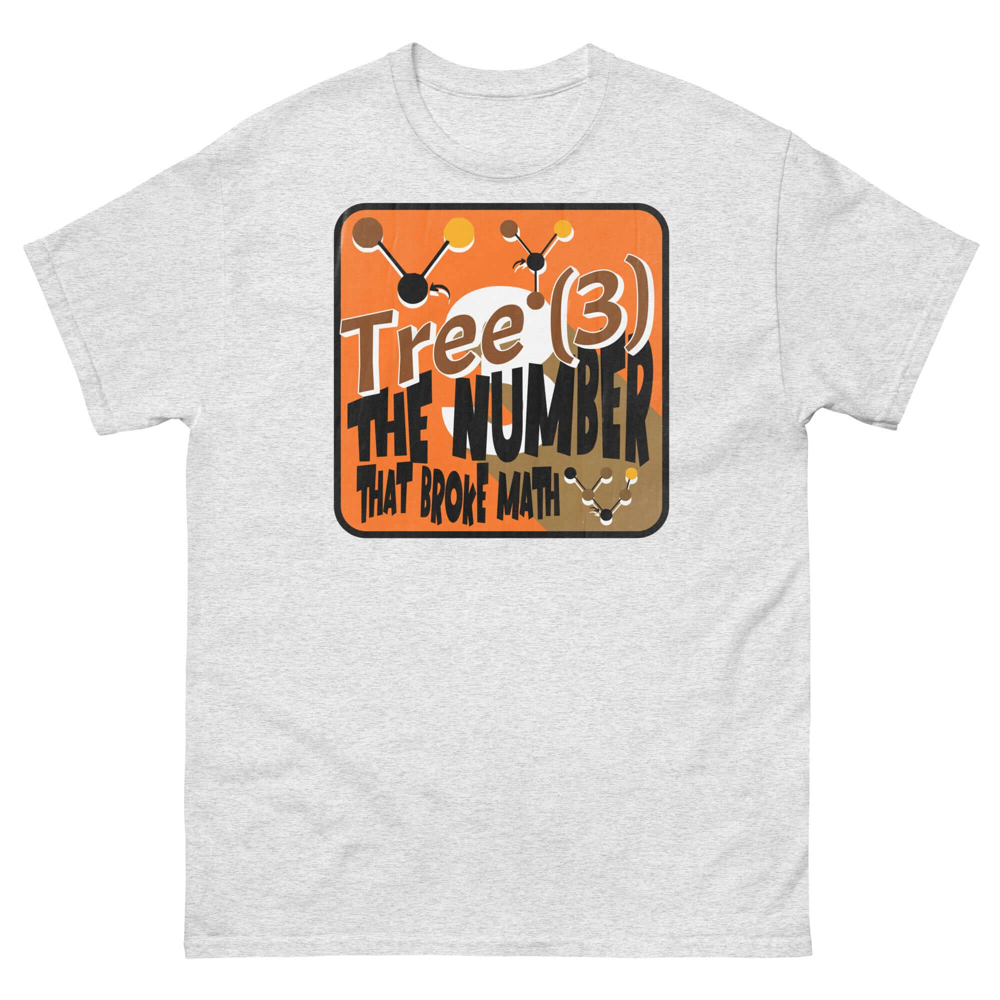 Tree(3) Math Humor Tee with Infinity-Breaking Number Design in Bold Graphics on White T-Shirt
